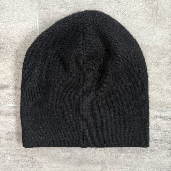 GUESS Womens Rhinestone Graphic Beanie Hat M/L Black Wool - Picture 3 of 8